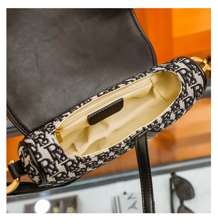 Studded Embroidered Shoulder Crossbody Bag Saddle Handbag - Smarsty
