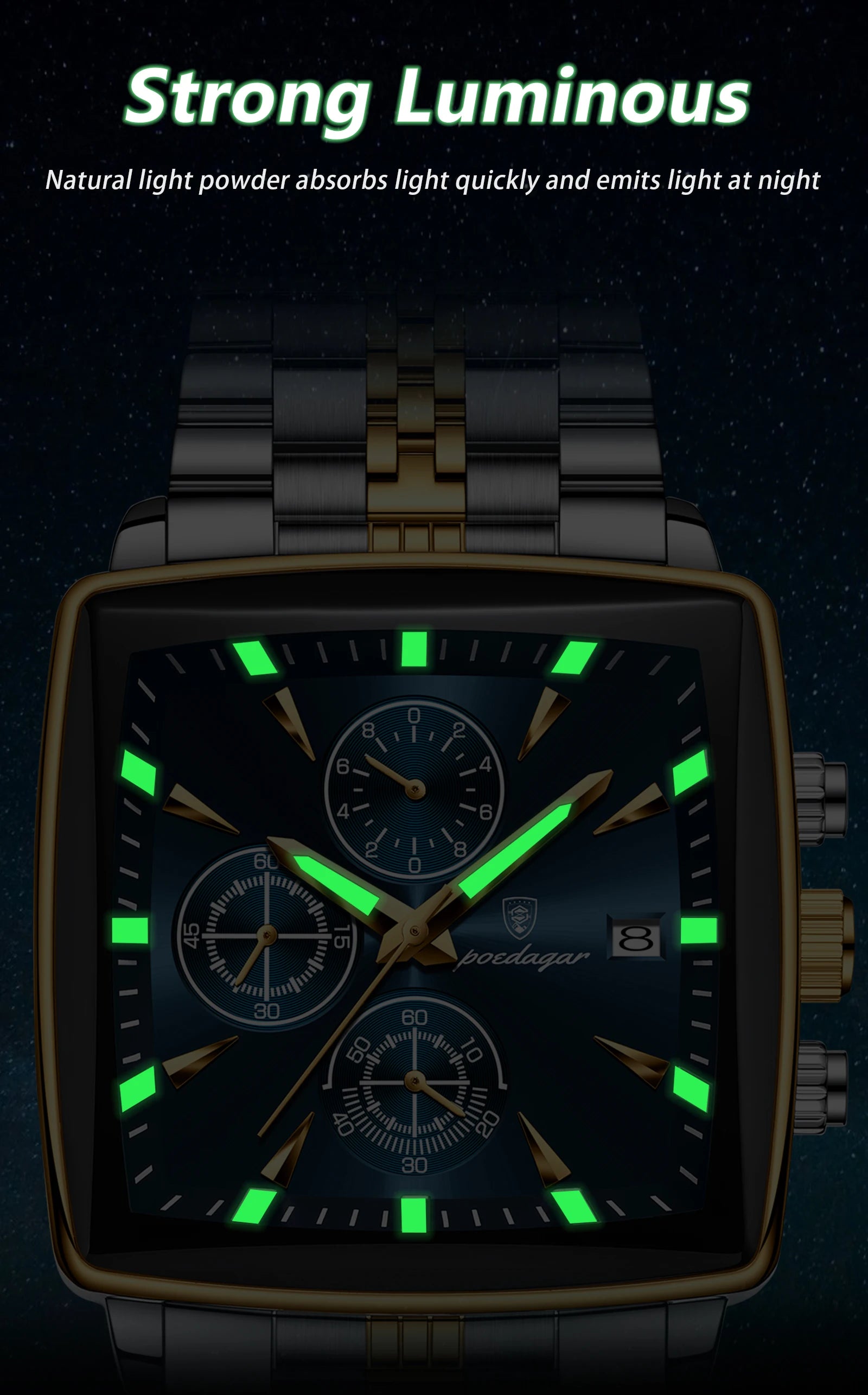 Luminous Waterproof Men's Chronograph Watch with Date - Smarsty
