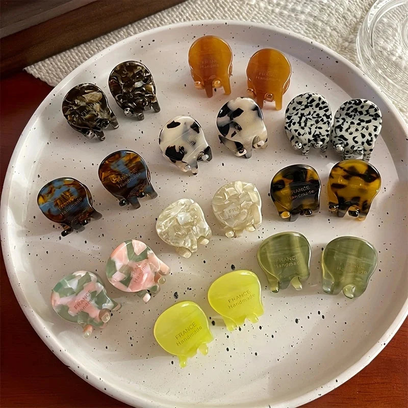 Mini Acetate Hair Claw Set Small Cute Elegant Secure Grip - Smarsty