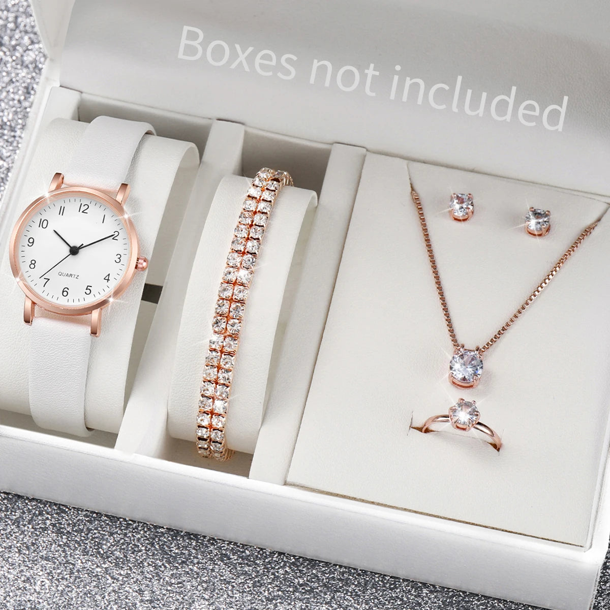Fashion Women's Quartz Watch with Leather Band and Diamonds - Smarsty
