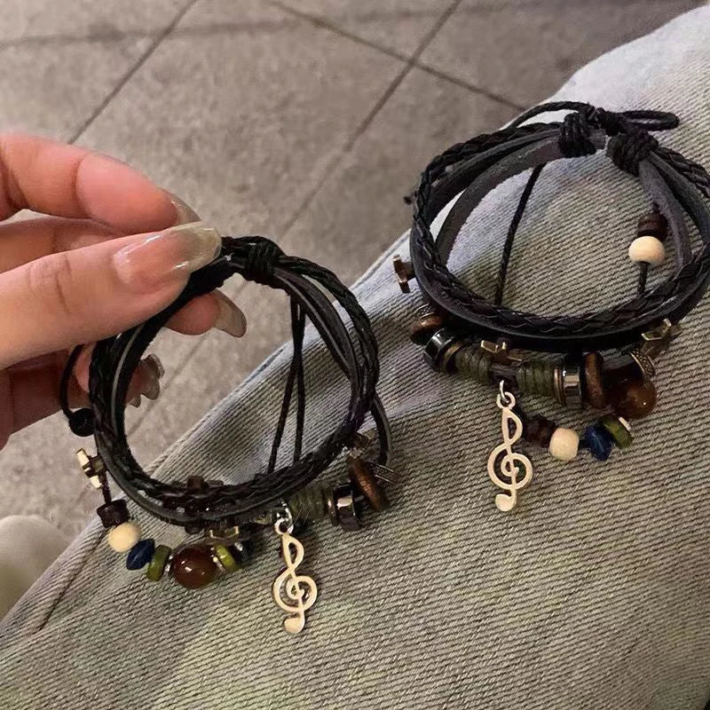 Handmade Leather Wrap Bracelet With Adjustable Beads - Smarsty