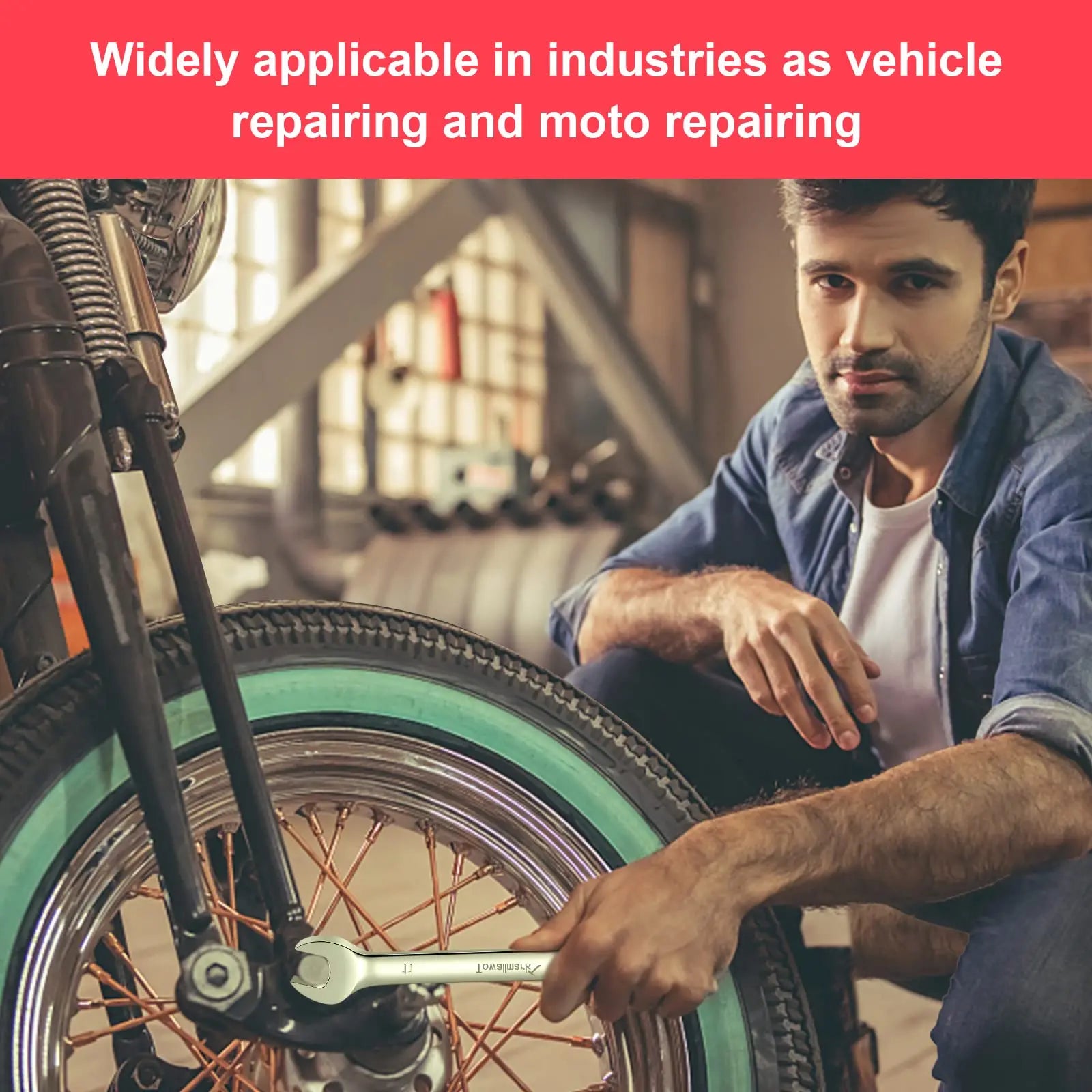 14-Piece Wrench Set, Ratcheting Wrench Set, Metric 6-19mm,Chrome Vanadium Steel with Storage Bag for truck/garage projects, etc.