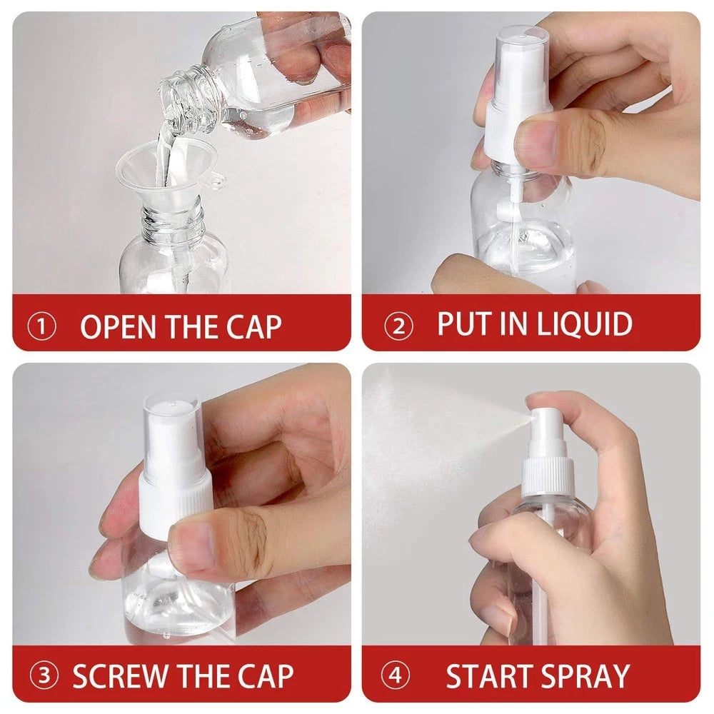Clear Refillable Plastic Spray Bottles Set for Travel - Smarsty