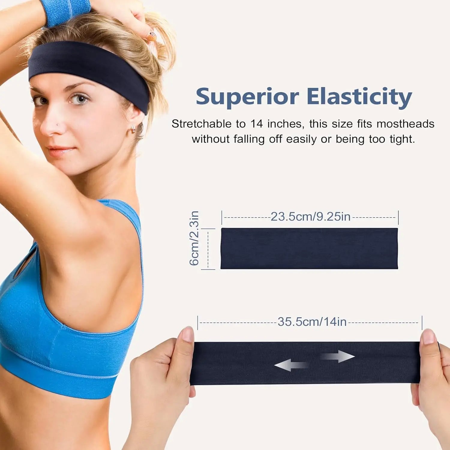 Unisex Sweat Absorbing Sports Headbands 6 Pack Cotton - Smarsty