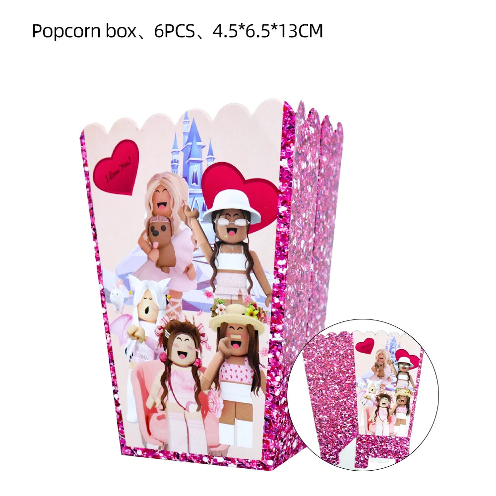 Pink Roblox Birthday Party Decorations Tableware Set - Smarsty