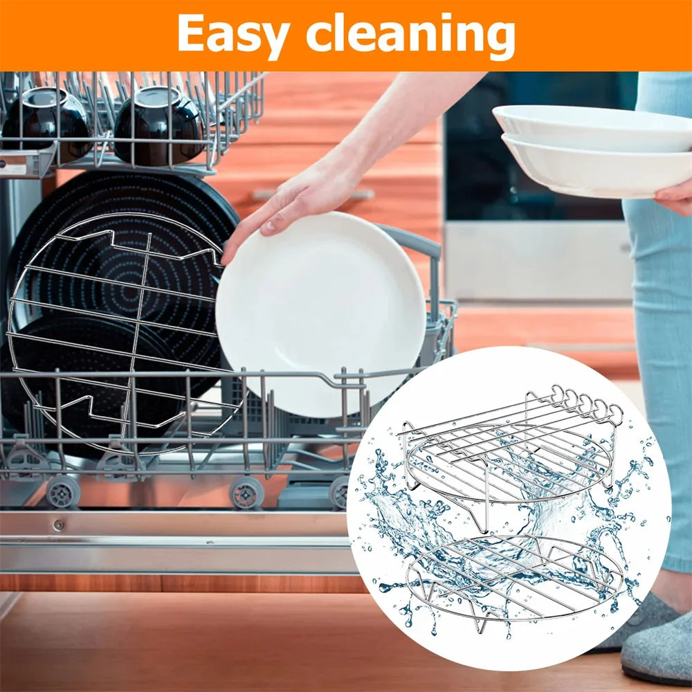 Stainless Steel Air Fryer Rack Set for BBQ Cooking - Smarsty