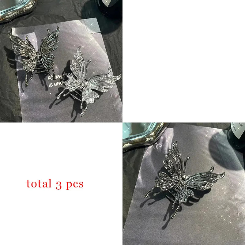 Large Hollow Butterfly Hair Claw Set Stylish Elegant Alloy - Smarsty