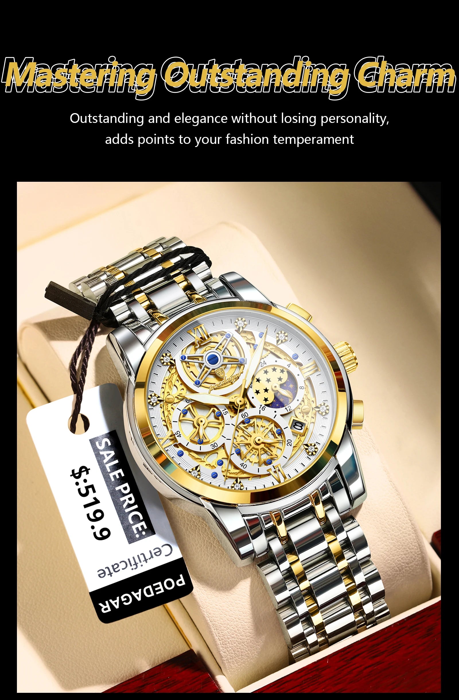 Luxury Waterproof Men's Chronograph Watch with Luminous Date - Smarsty