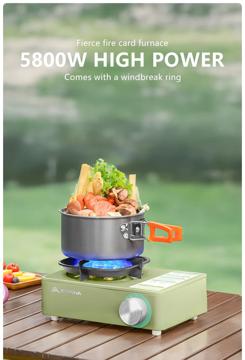 BISINNA Camping Gas Stove 5800W High Firepower Outdoor Portable Cassette Burner for Picnic Hiking Trekking