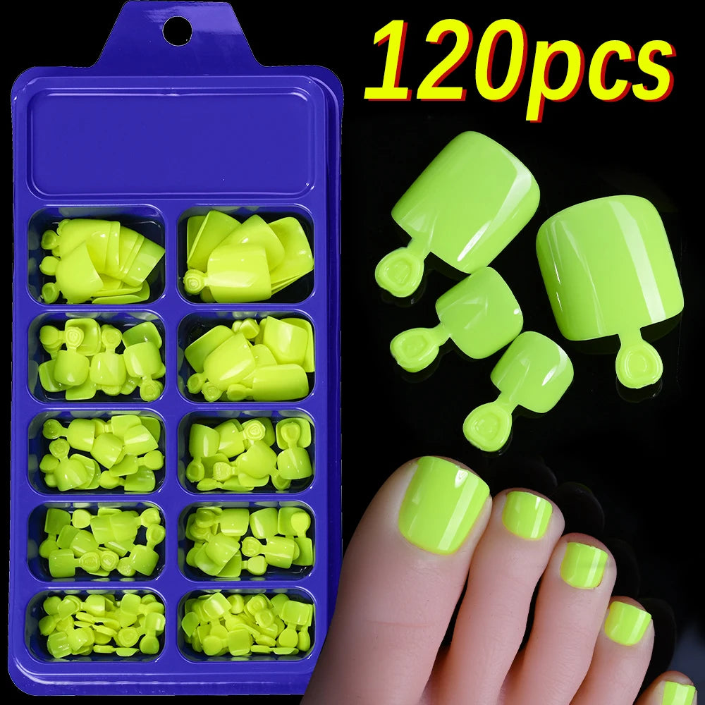 120 Pieces Pink Square Toe Nail Tips Full Cover Extensions - Smarsty