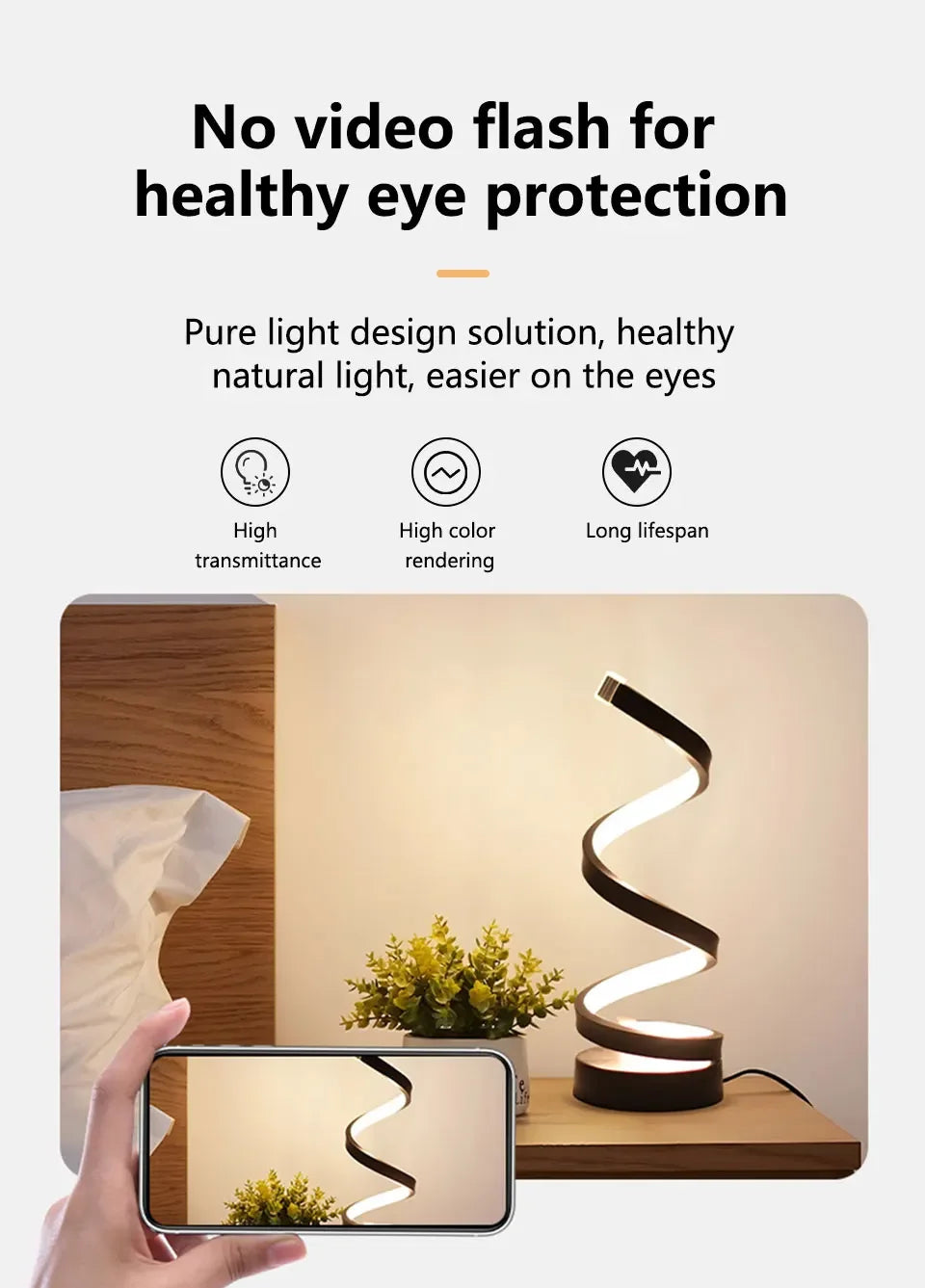 Dimmable LED Spiral Table Lamp for Modern Bedrooms - Smarsty
