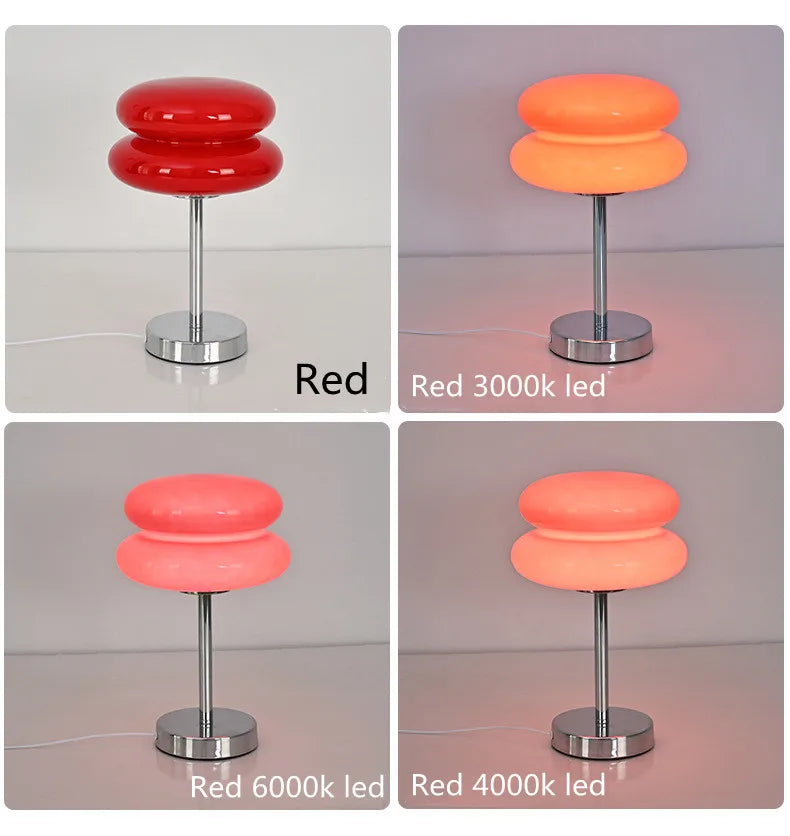 Trichromatic Dimming Macaron Glass Table Lamp for Cozy Bedrooms - Smarsty