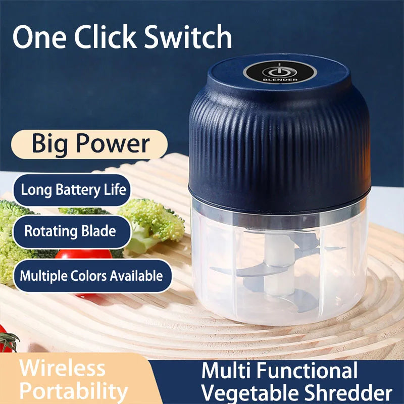 250ml Mini Wireless USB Rechargeable Electric Vegetable Chopper Garlic Crusher Food Chopper for Kitchen Gadgets for Garlic by Smarsty
