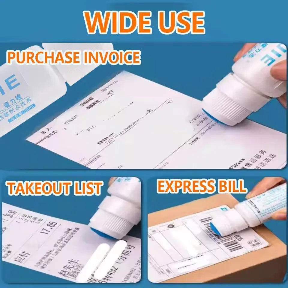 Fast-Drying 50ml Thermal Paper Correction Fluid Eraser Package Parcel Box ID Information Protector Anti Peep Identity Info Guard - Smarsty