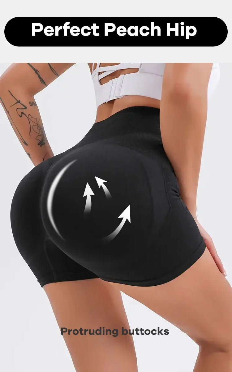CZGUKE Women High Waist Workout Shorts Butt Lifting Tummy Control Ruched Booty Smile Yoga Short Pant - Smarsty