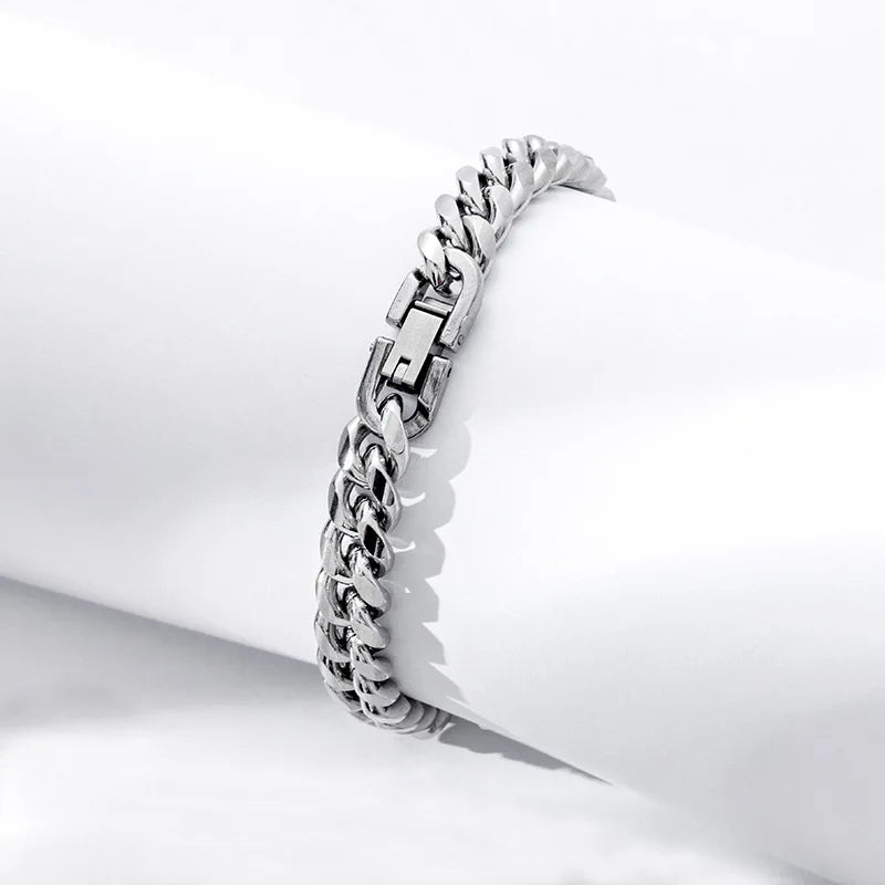 Titanium Steel Cuban Chain Bracelet With Hidden Clasp - Smarsty
