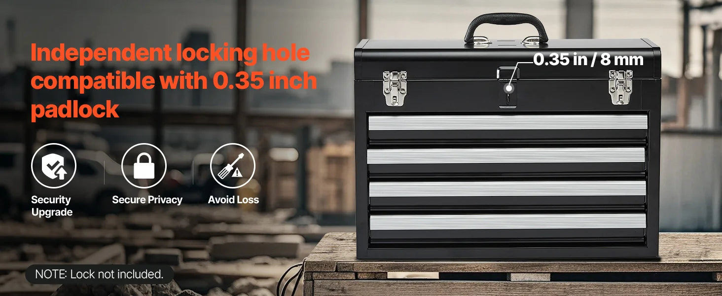 SucceBuy 20.5in Metal Tool Box Portable 4-Drawers Tool Chest with Drawers Locking Multi-Function Tool Organizer for Workshop