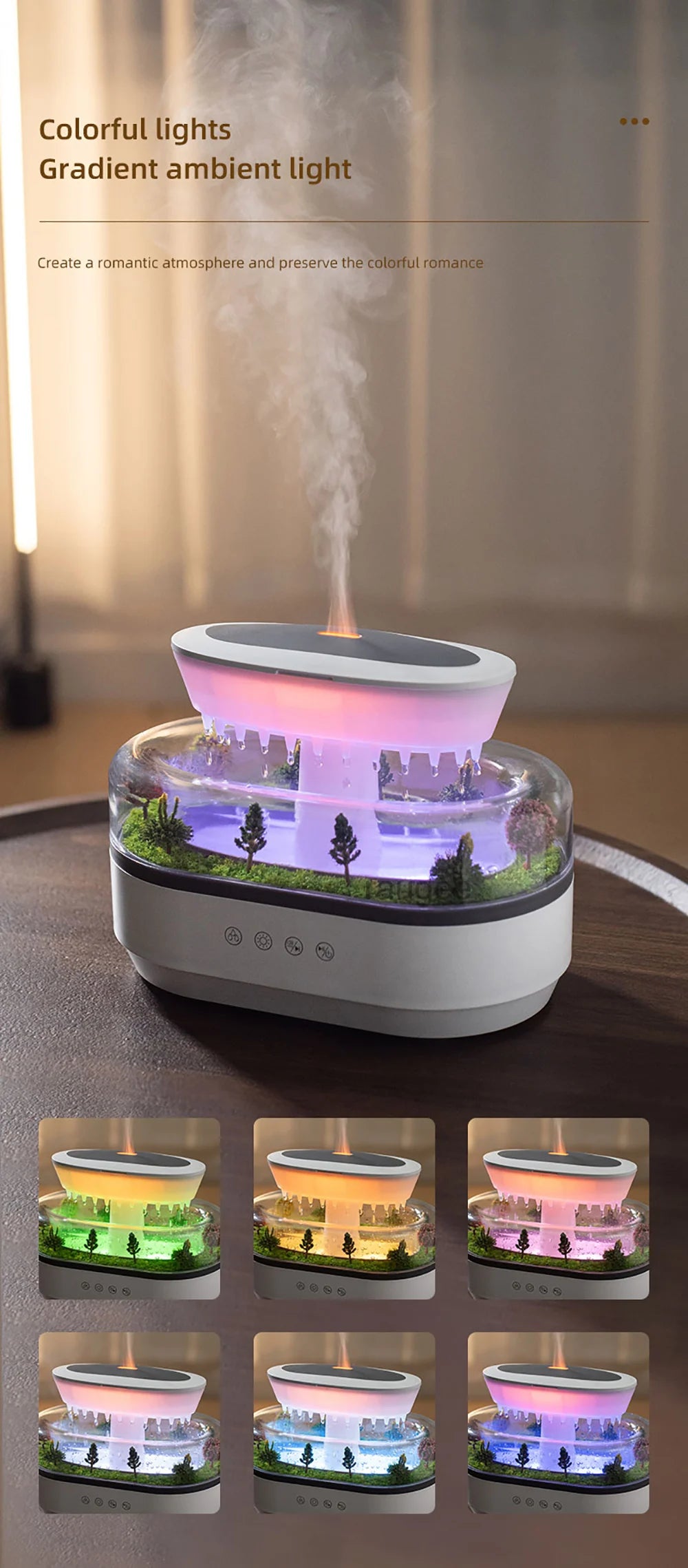 Colorful Ultrasonic Aroma Humidifier With Essential Oil Diffuser - Smarsty