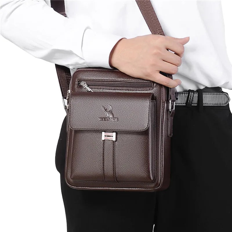 Mens Crossbody Bag Waterproof PU Leather Large Capacity - Smarsty