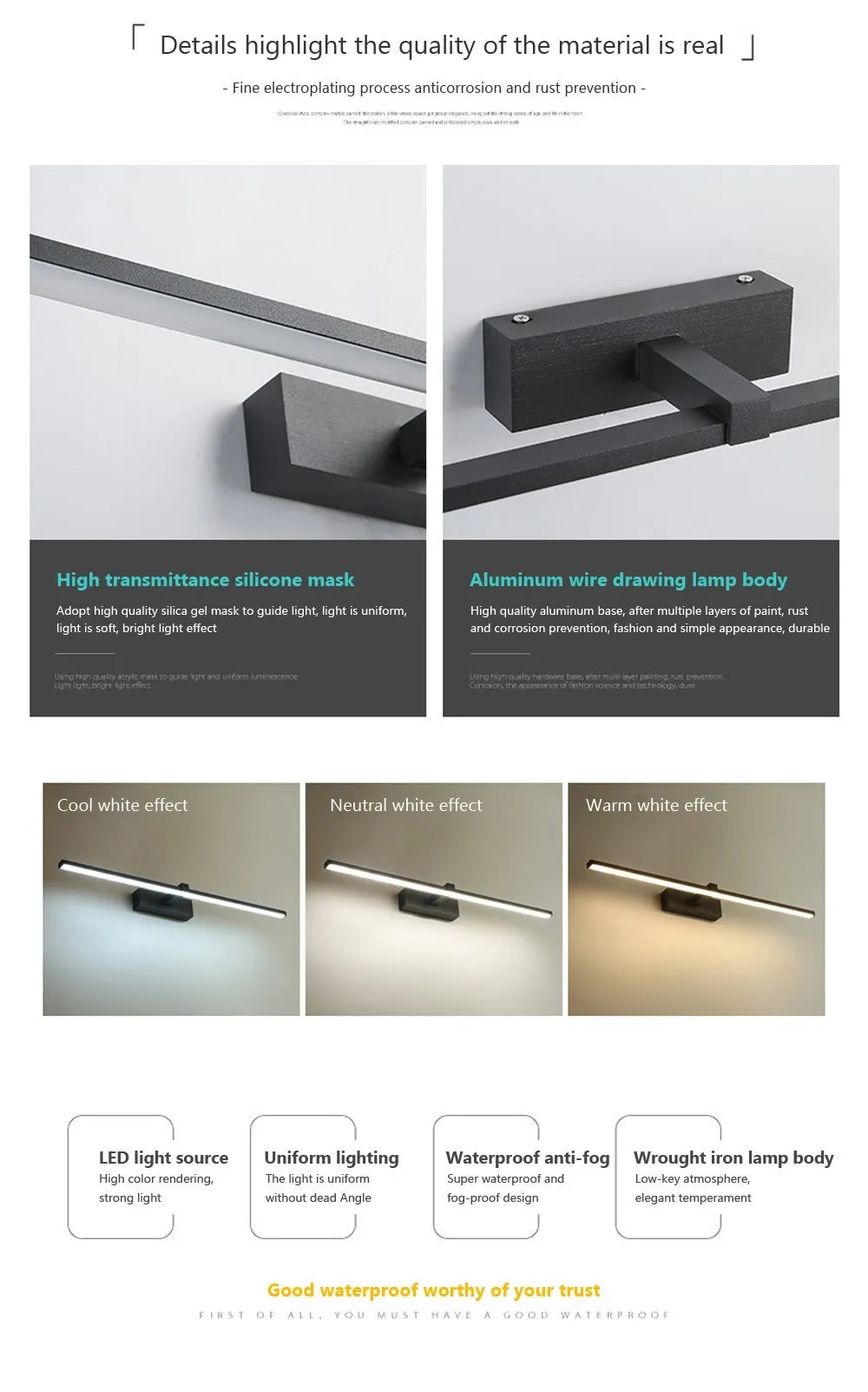 Modern Waterproof LED Mirror Lights for Bathroom Use - Smarsty