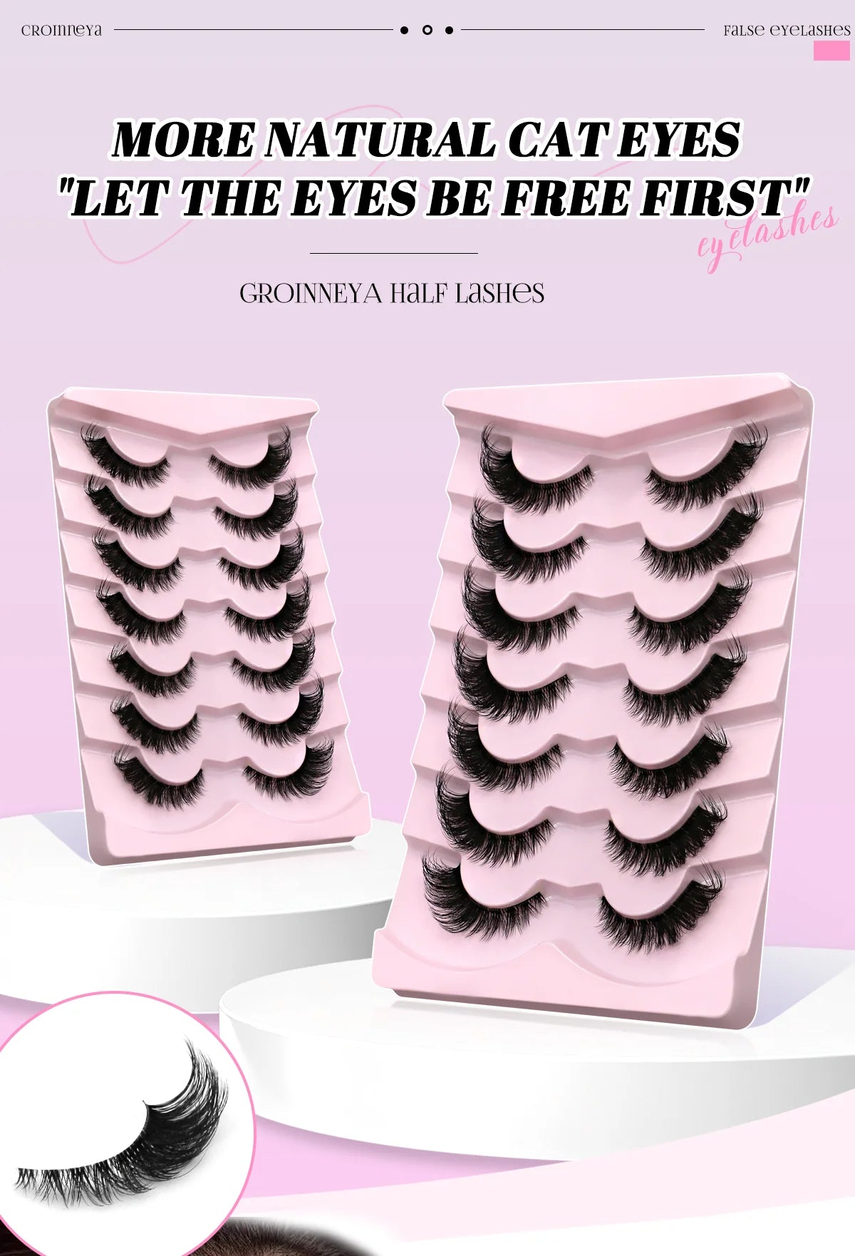 GROINNEYA Winged Cat Eye Faux Mink Lashes - Smarsty