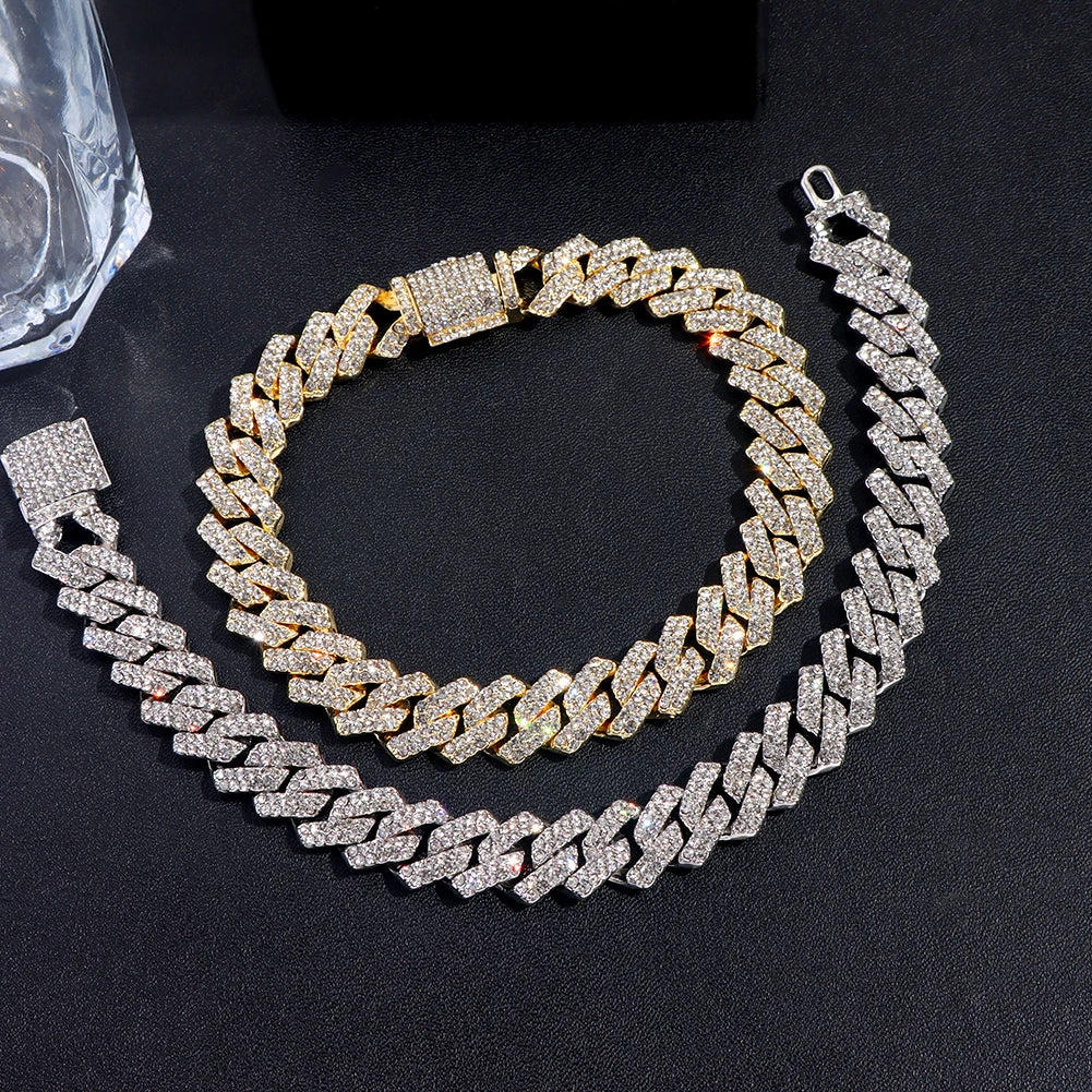 14MM Iced Prong Link Cuban Chain Bracelet for Men and Women - Smarsty