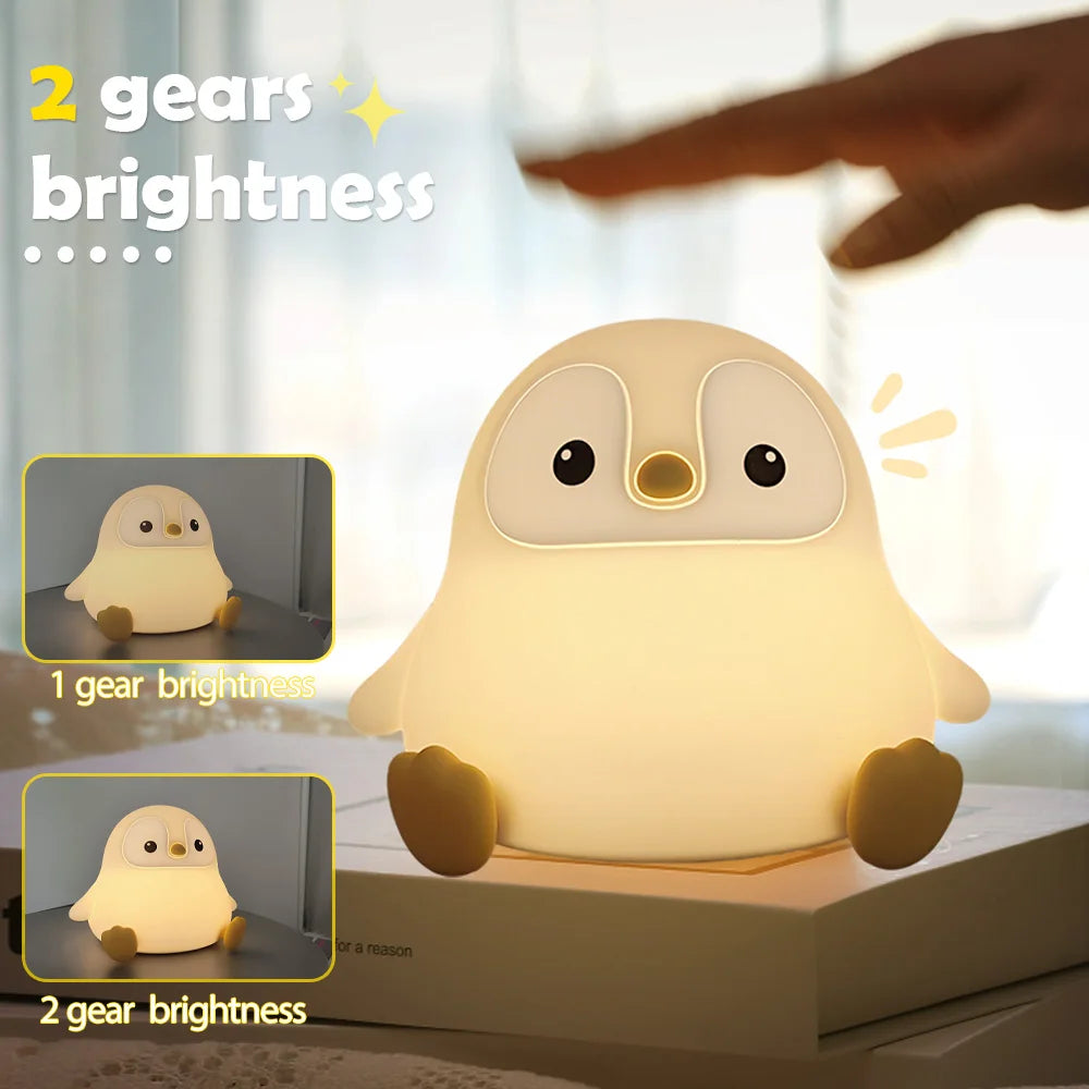 Cute Penguin Night Light Rechargeable Silicone Lamp for Kids - Smarsty