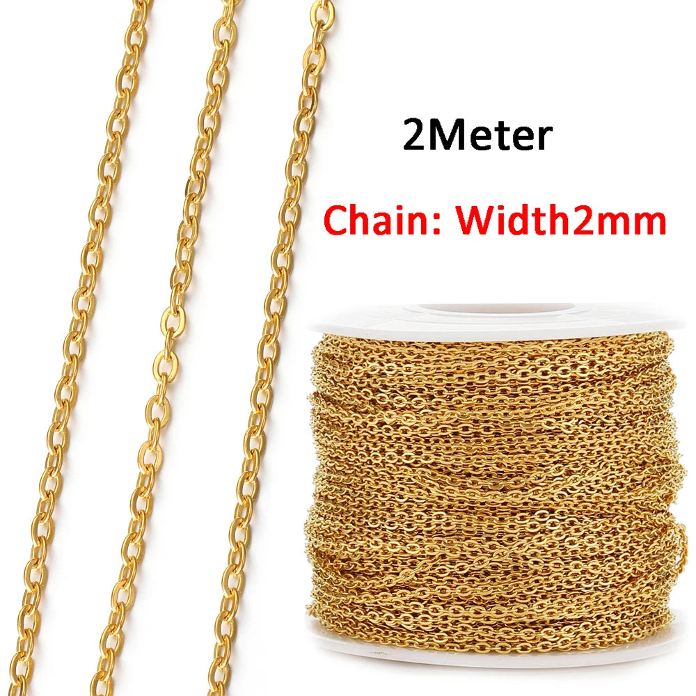 No Fade 2 Meter Stainless Steel Chain For Jewelry Making - Smarsty