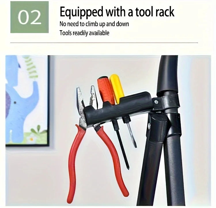 4-step ladder set: multifunctional foldable lightweight, wide-thick sturdy, safe handle + wide non-slip steps, for home/outdoor/