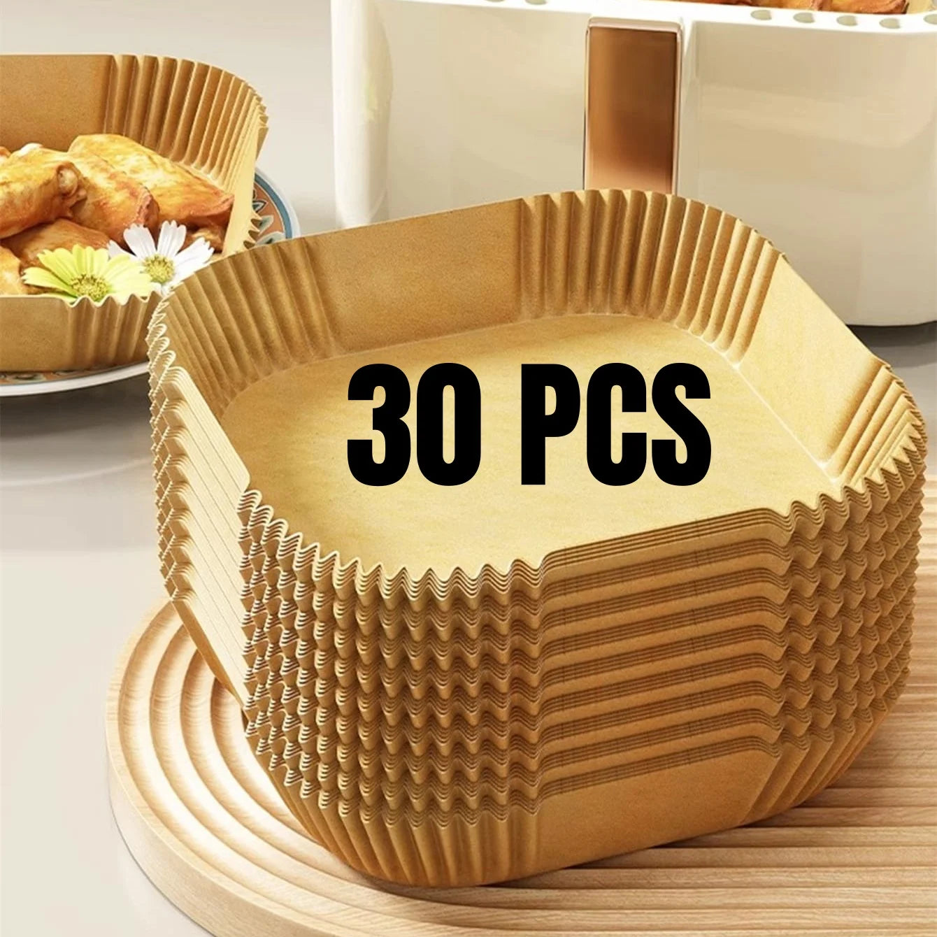 Air Fryer Paper Liners Disposable Oil-Proof Waterproof Baking Paper Round Square And Rectangle Parchment Kitchen Party Supplies - Smarsty