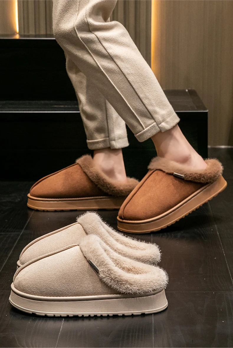 Women's Winter Slippers Non-Slip Indoor House Shoes, Plush Fleece Lined Warm Cotton Slippers with Soft Sole for Home Comfort - Smarsty