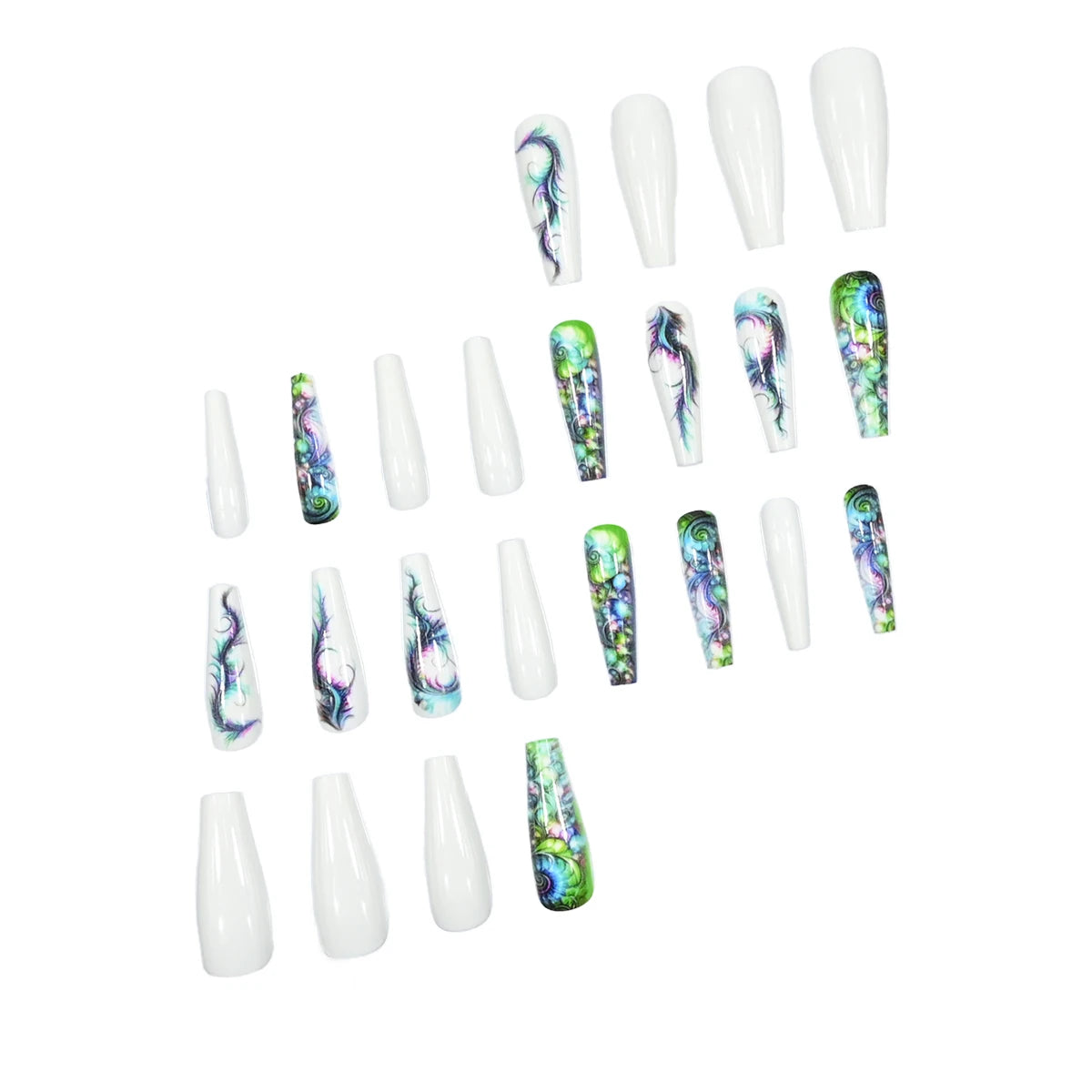 Extra Long Stiletto Black Full Cover Fake Nails - Smarsty