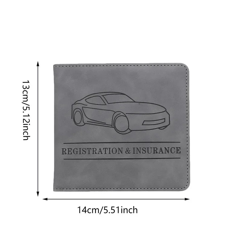 Car Registration Driver's License and Insurance Card Holder - Leather Vehicle Glove Box Automobile Documents Paperwork Organizer