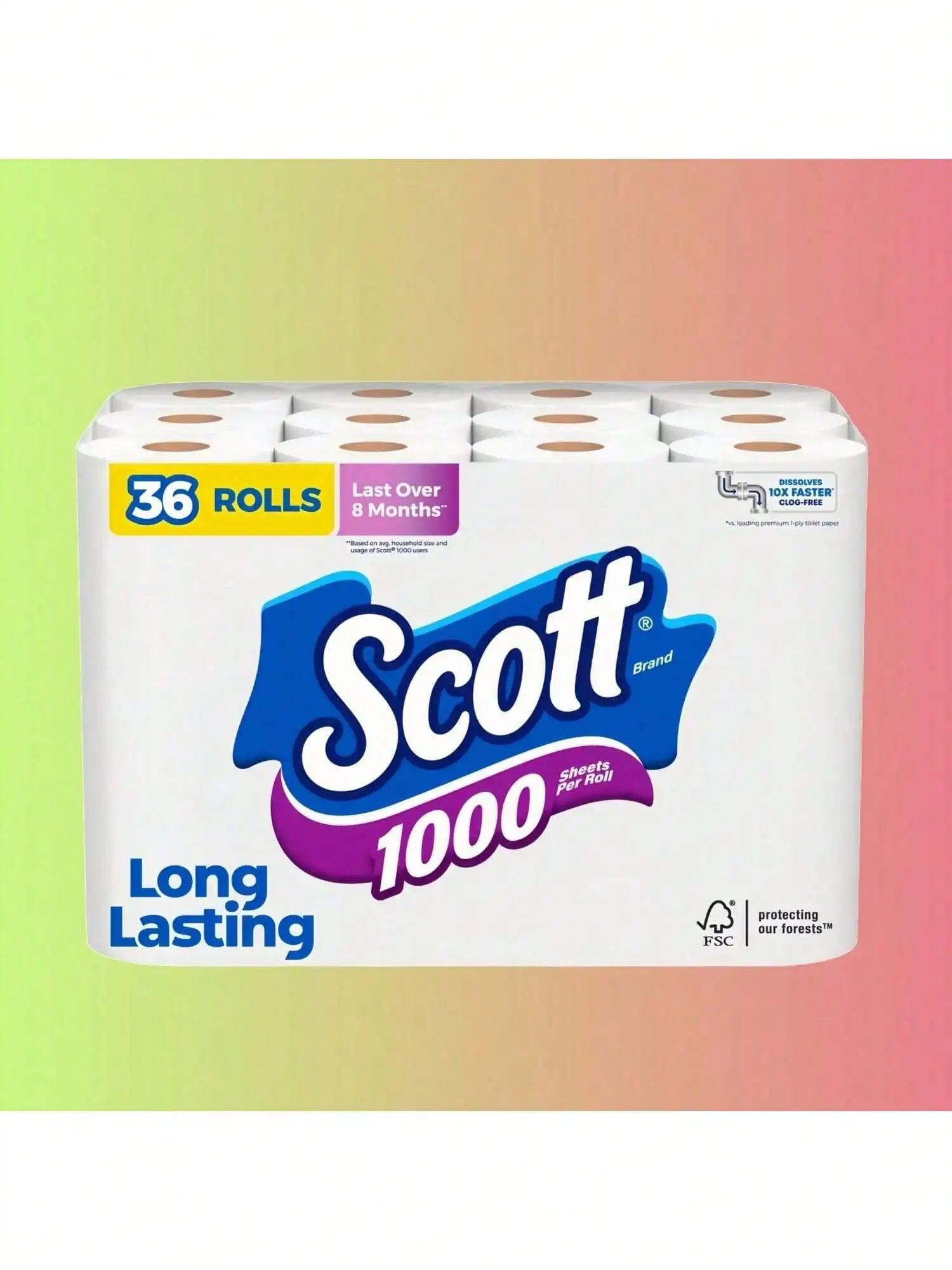 1000 Sheets Toilet Paper - Soft Absorbent Bathroom Tissue Rolls