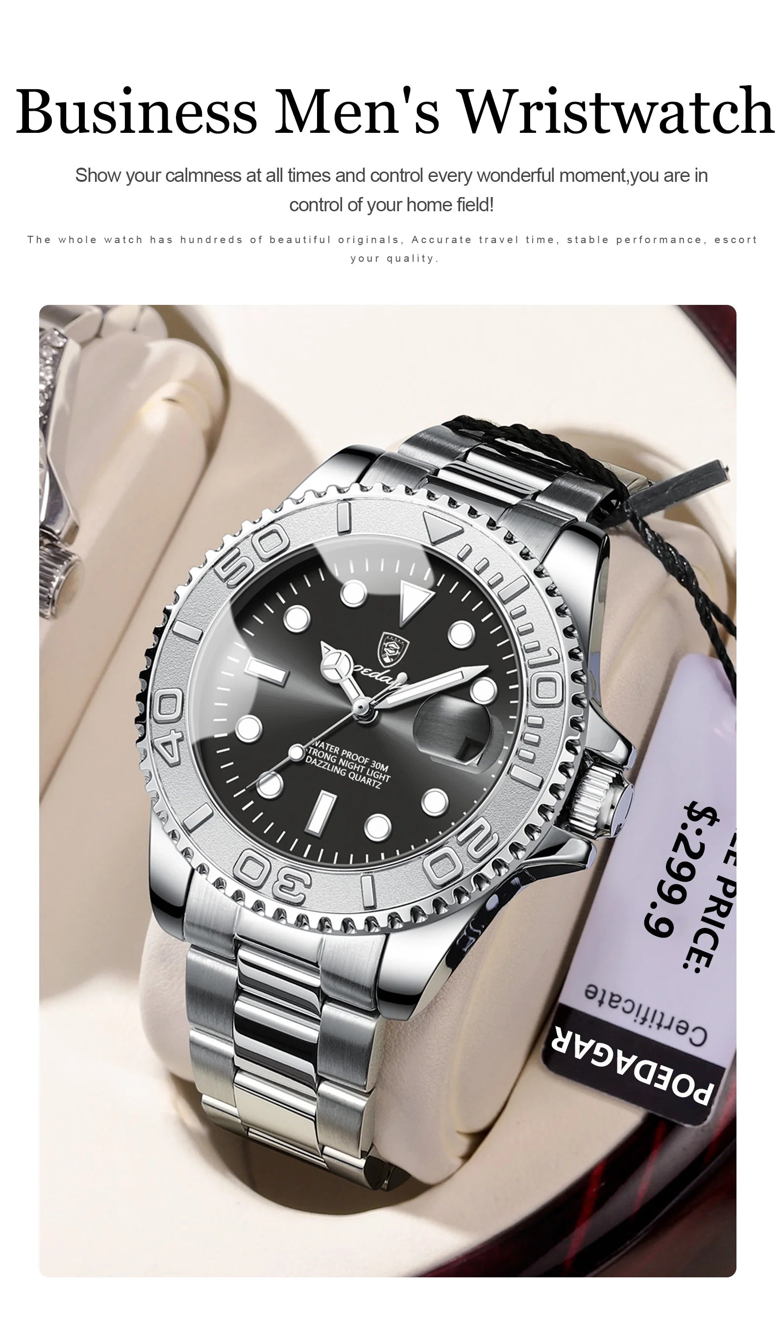 Luxury Waterproof Quartz Watch for Men with Luminous Feature - Smarsty