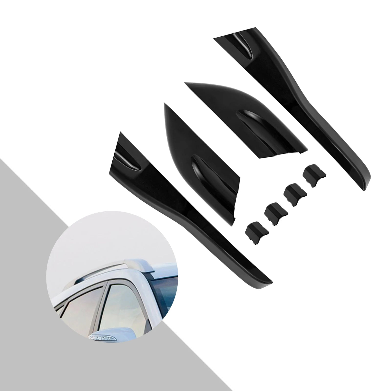 Black Roof Rails Rack End Cover Shell 4pcs For Hyundai Tucson 2004 - 2008