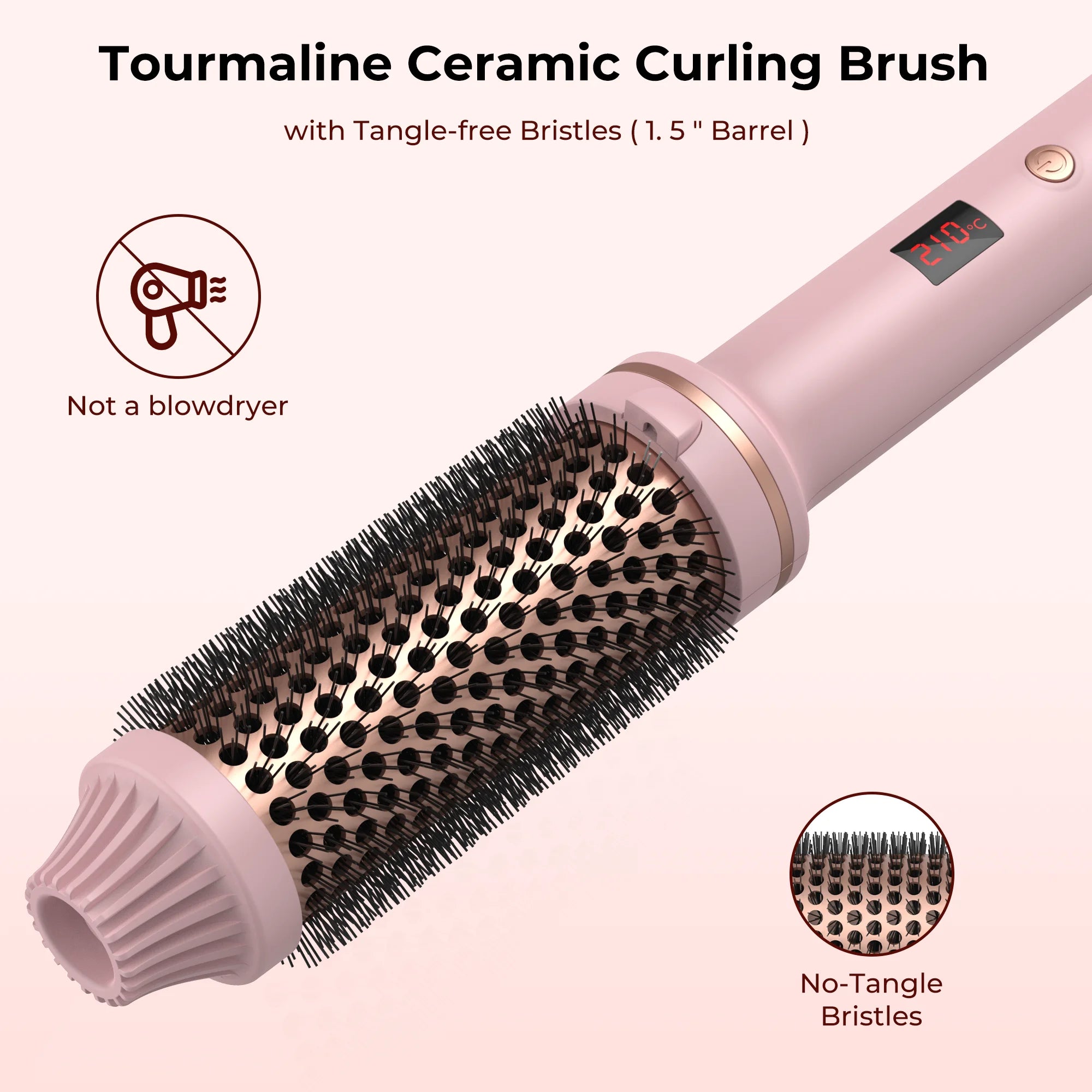 1.5 Inch Ceramic Heated Hair Curling Brush - Smarsty