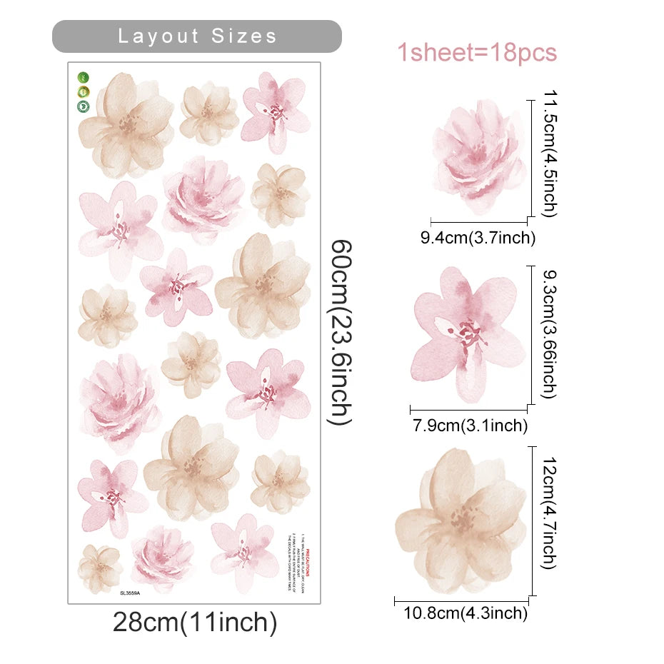Boho Flowers Wall Stickers for Kids Room Décor - Smarsty
