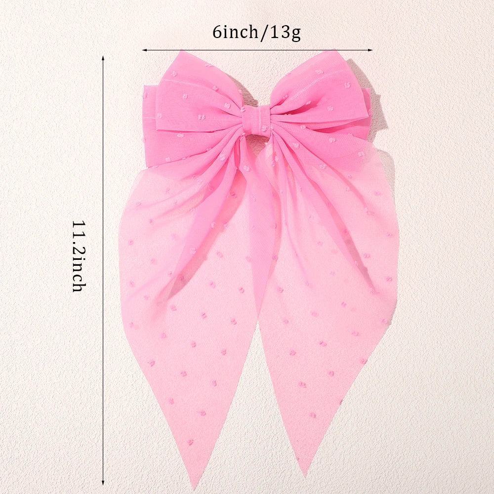 Girls Elegant Big Bow Satin Hair Clip Accessory - Smarsty
