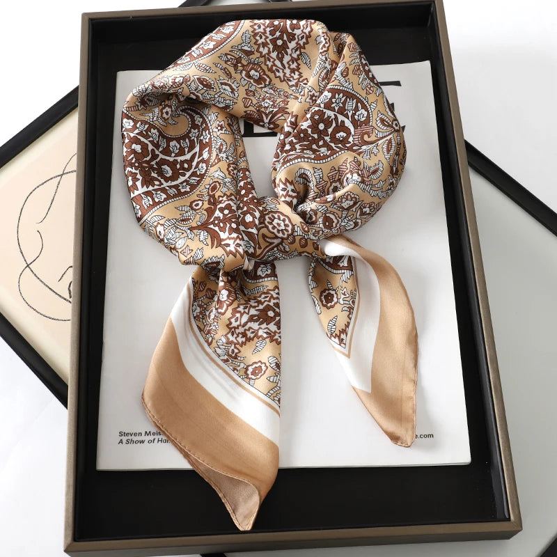 Silk Square Scarf for Women Summer Head Wrap - Smarsty