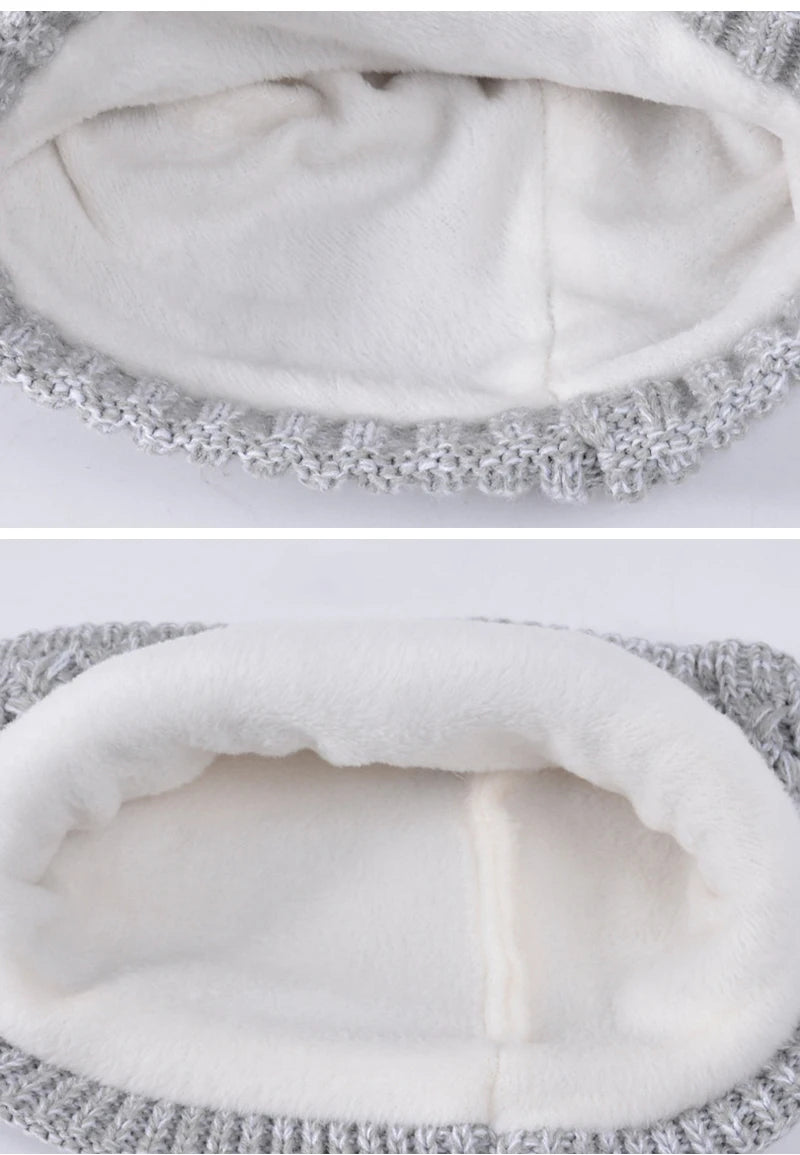 Winter Kids Hat Set Warm Beanie Scarf Gloves Pompom Fleece - Smarsty