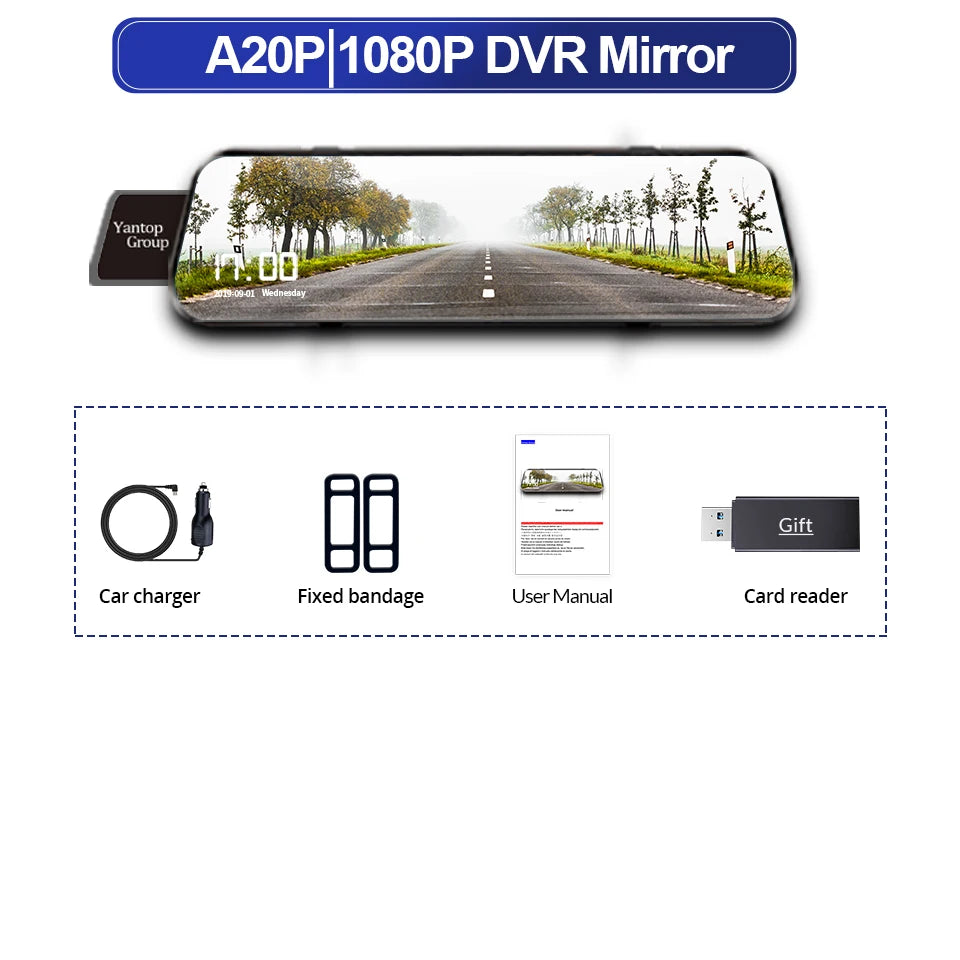 Dual 1080P Car DVR Touch Screen Rearview Night Vision - Smarsty