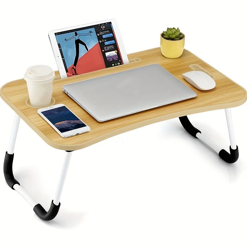Portable Laptop Bed Desk - Foldable Table Computer Desk - With Cup Holder and Drawer - Suitable for Use on Beds Sofas or Floors