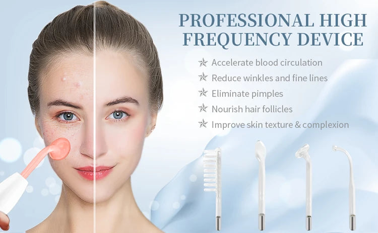 Portable High Frequency Skin Therapy Wand for Acne and Wrinkle Reduction - Smarsty