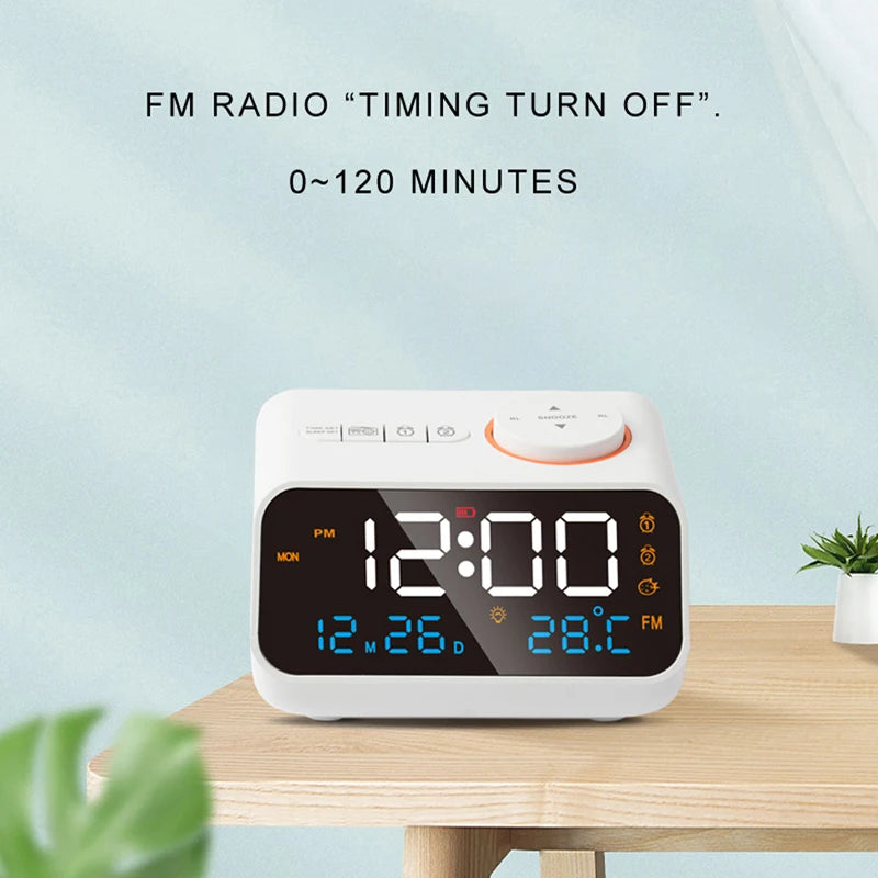 Modern FM Radio LED Alarm Clock with Temperature Display - Smarsty