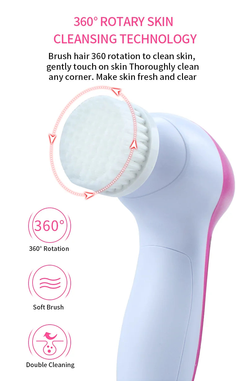 Electric 5 In 1 Facial Brush With Pore Cleaner - Smarsty
