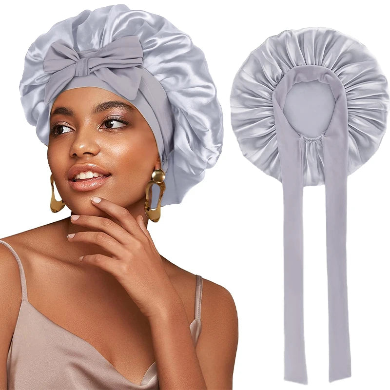 Adjustable Satin Sleeping Hat Elastic Tie For Hair Care - Smarsty