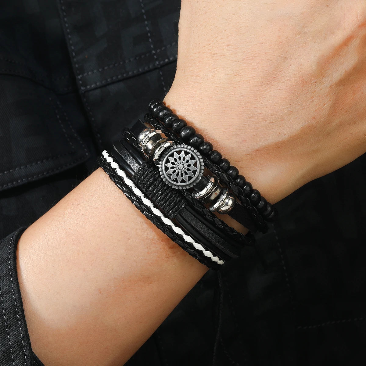Men’s Leather Braided Bracelets Vintage Ethnic Wristband - Smarsty