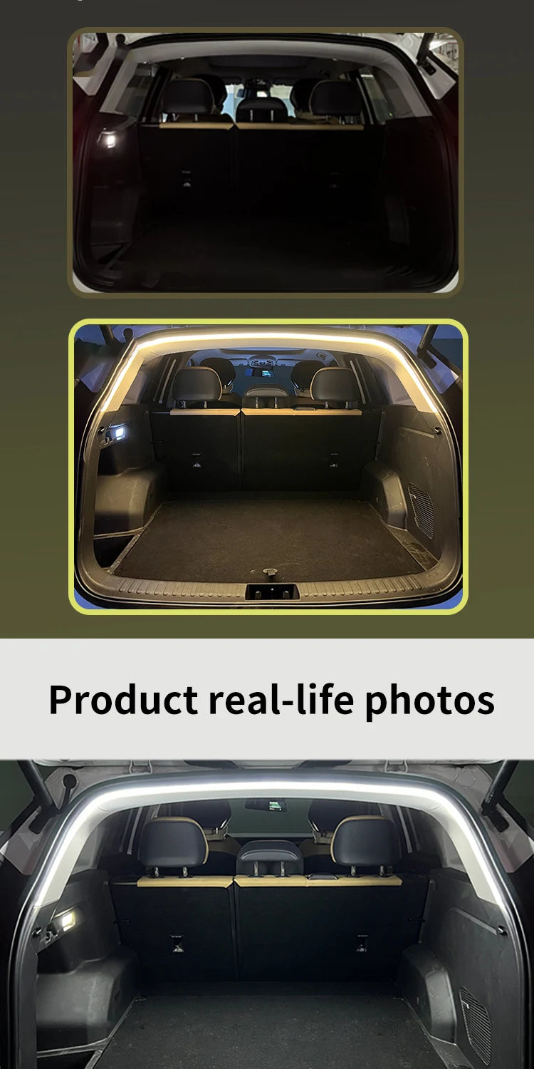 Car high brightness trunk lighting ambient light interior decoration LED wiring free automatic sensing tailgate light strip - Smarsty