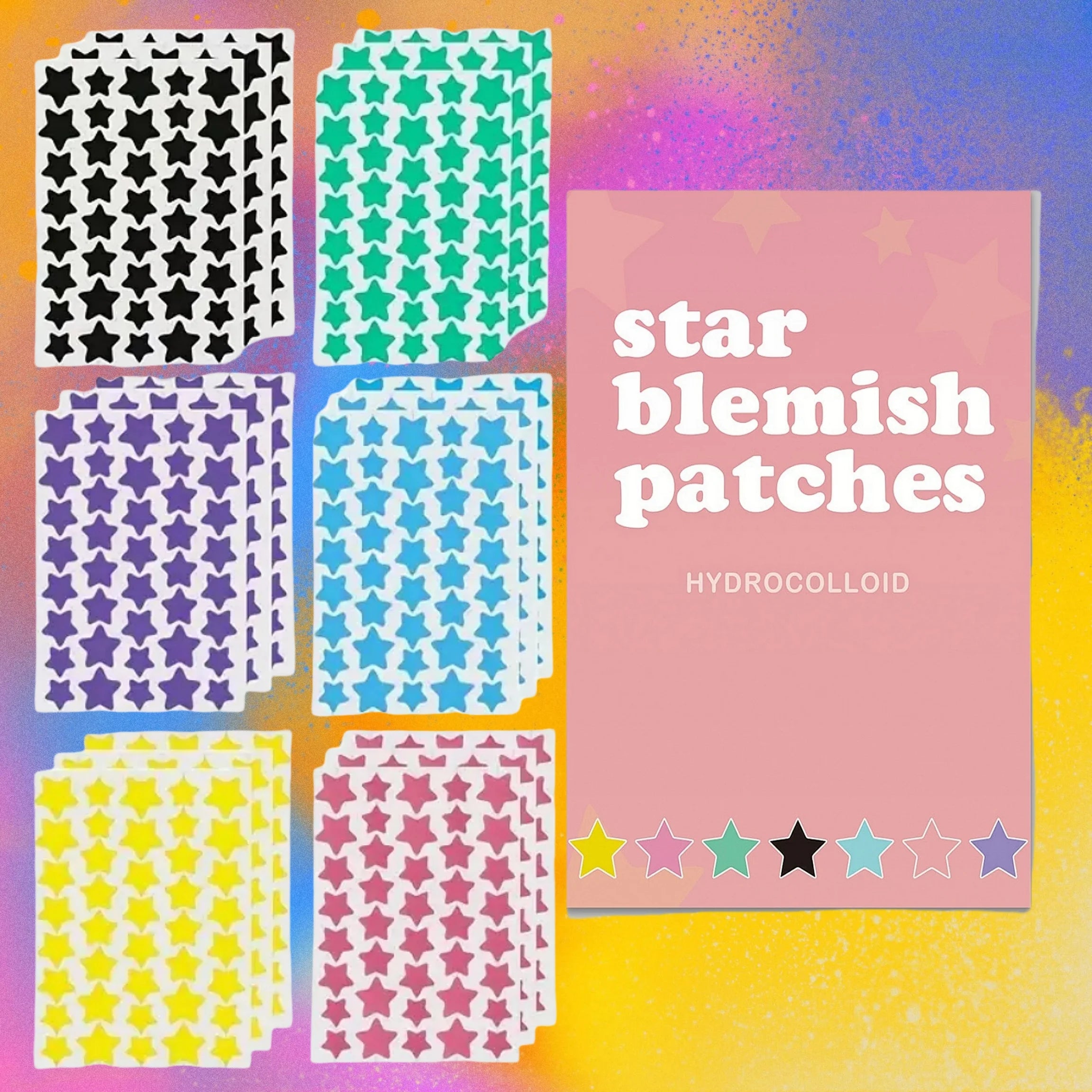 240 pieces of multi-color star acne patches, facial acne patches, concealer acne patches, and pimples patches, ultra-thin - Smarsty